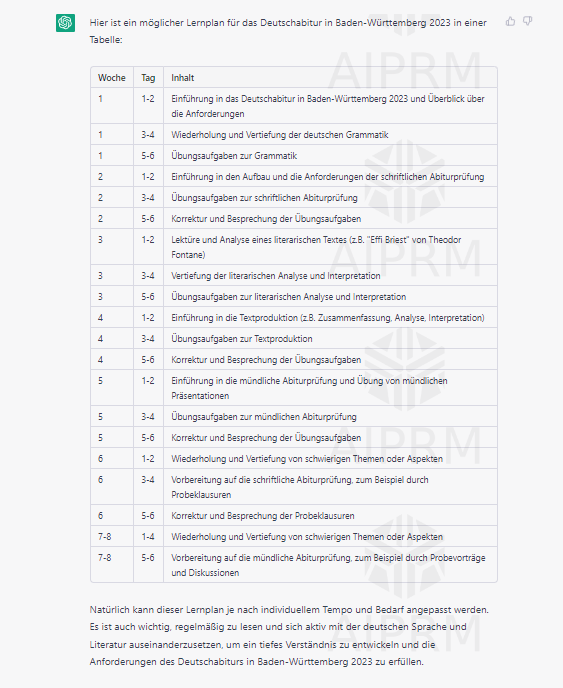 ChatGPT Lernplan für das Deutschabitur 2023 von ChatGPT generiert StudySmarter Magazine