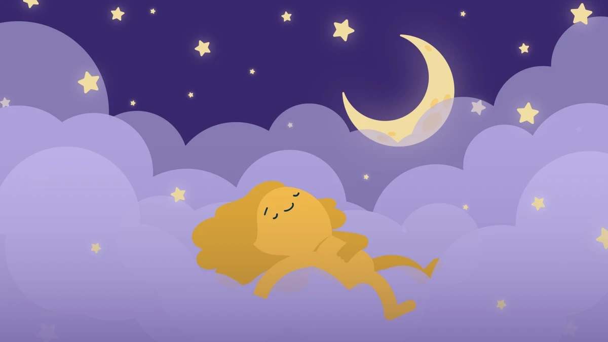 What to do the night before an exam, Illustration of a girl sleeping on the clouds at night, StudySmarter Magazine