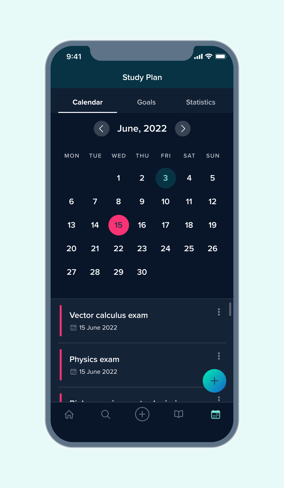 Illustration of the Study Plan Feature of the StudySmarter app. 